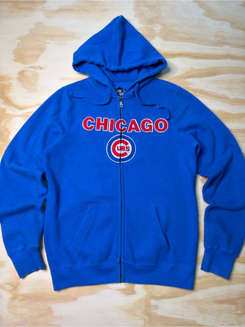 Chicago Cubs Baseball VTG Embroidered Zip Up Hoodie Size M